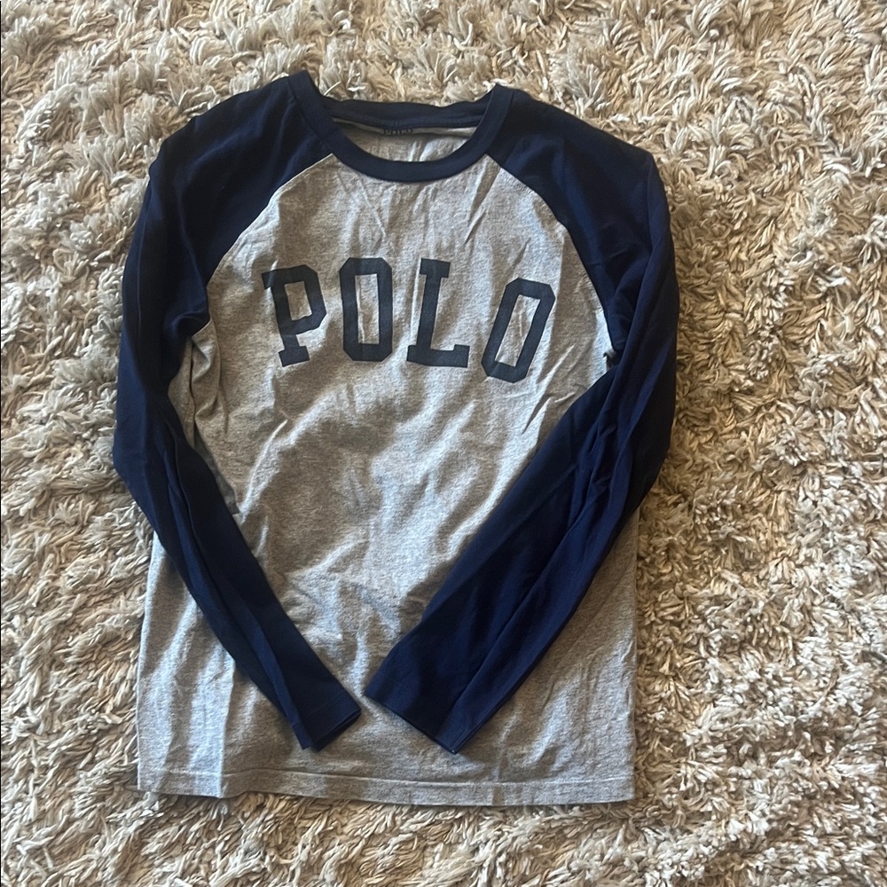 Polo by Ralph Lauren Kids Long Sleeve Tee - Gray and Navy